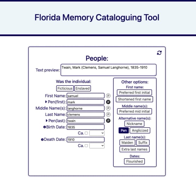 Cataloguing Interface